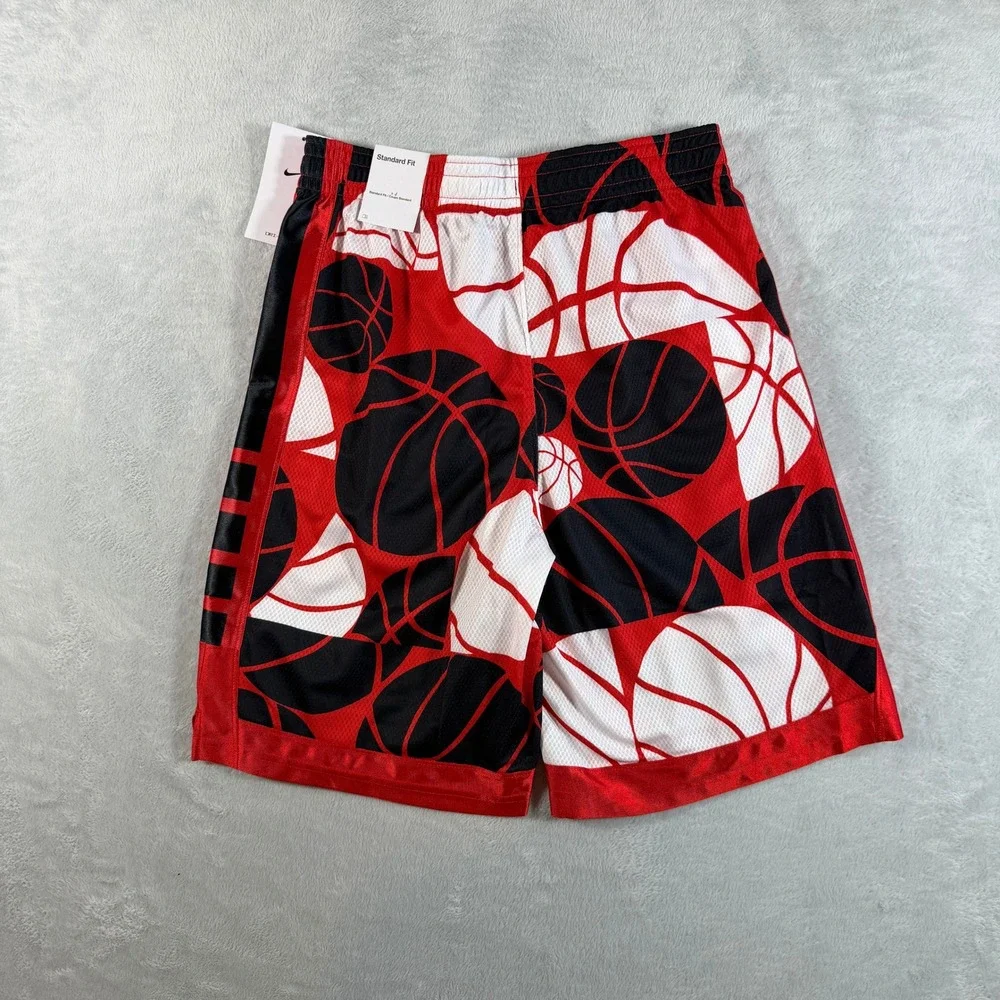 Nike Big Kids Dri-Fit Elite Printed Basketball Shorts XL Red Black DX5513-657‎